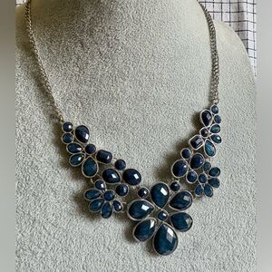Charming Charlie Navy Blue Floral Gem Necklace